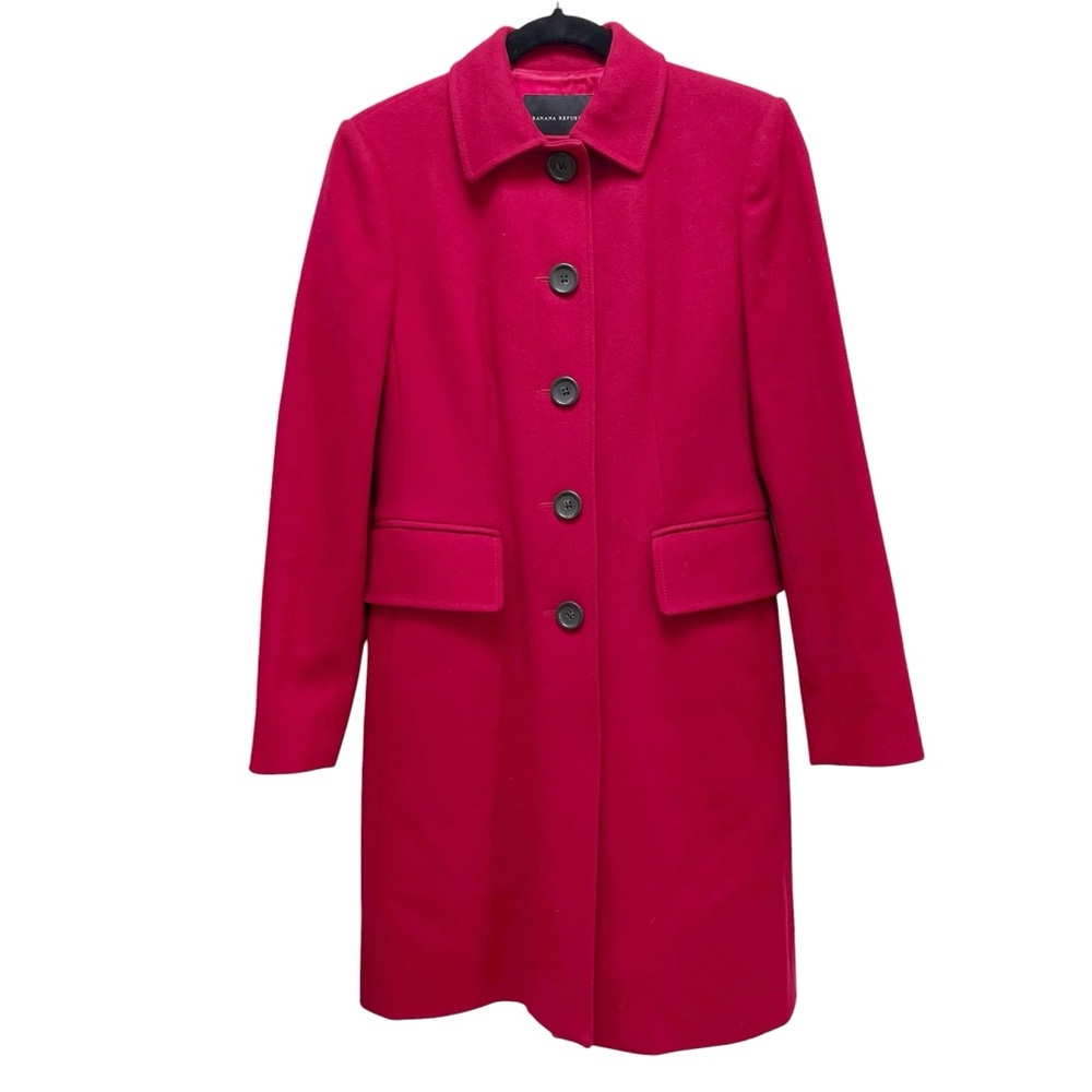 BANANA REPUBLIC Red Wool Blend Walking Coat Single Breasted Size XS